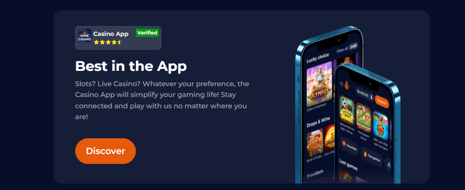 Mobilná aplikácia kasína Nine